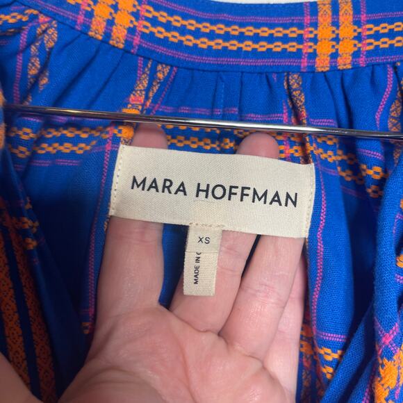 Mara Hoffman Lysa Blue Orange Oversized V neck Maxi dress XS - Picture 3 of 9